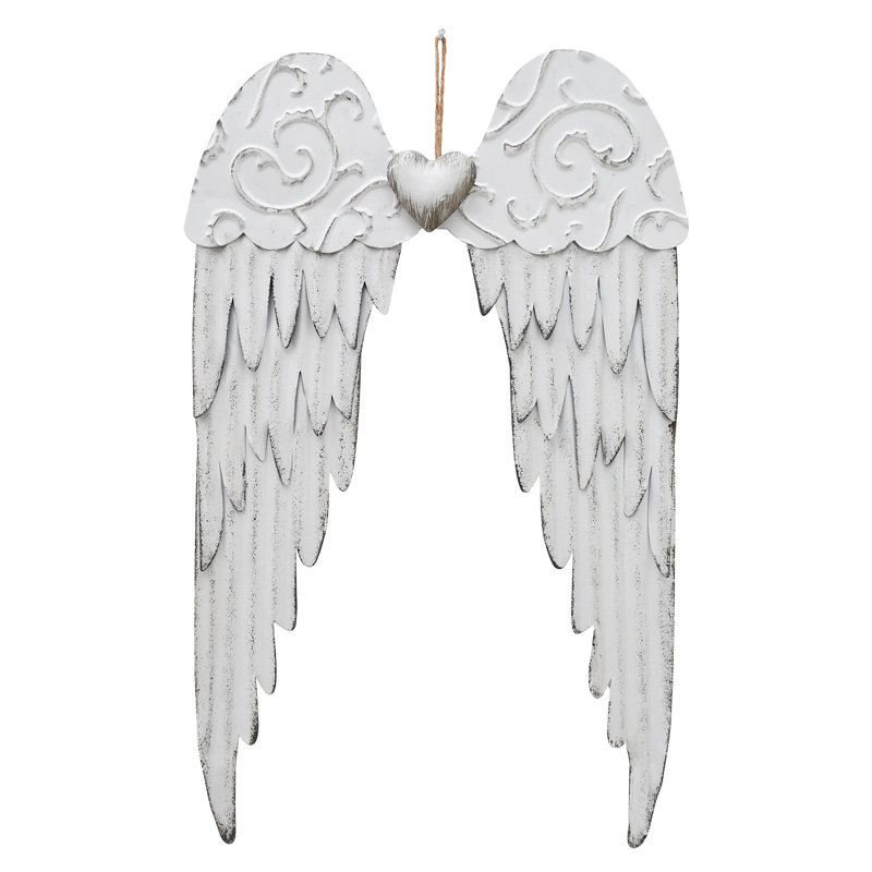 Ailes d'ange en métal, décoration murale, ailes d'ange, sculpture murale, ailes d'ange suspendues, décoration d'ailes d'ange rétro 17 x 10,5 pouces