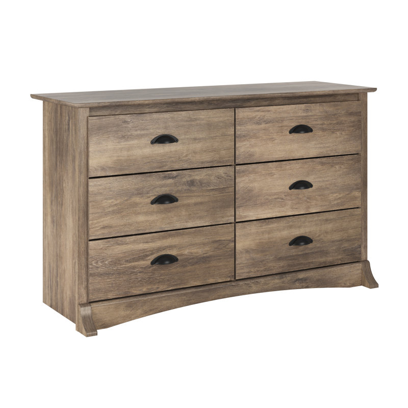 Wahhaj Compact 6 Drawer 48" W Double Dresser, Drifted Gray