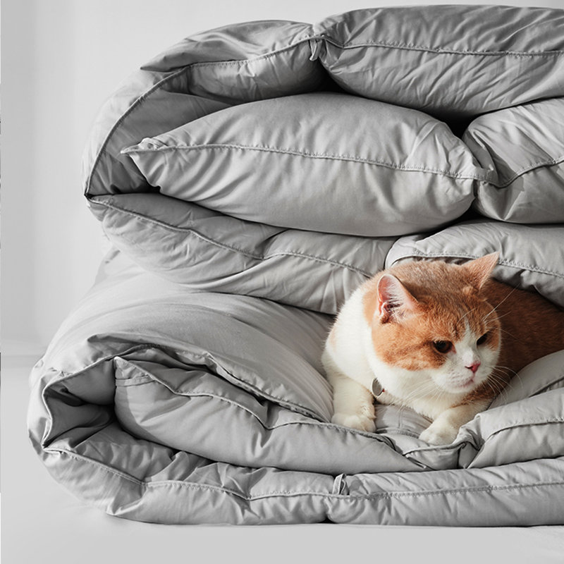 Box Stitch Comforter, Twin Comforter, Light Gray