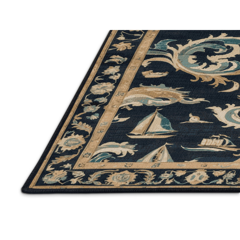 Tapis persan gris lavable à la machine, Carré 5 pi