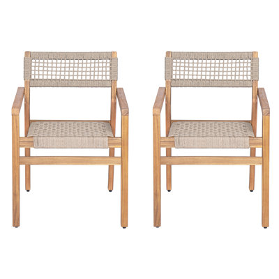 Shepard Mid-Century Modern Patio Acacia Wood Dining Chairs by George Oliver