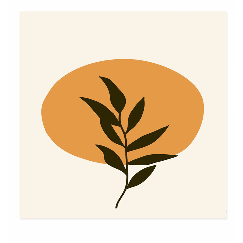 «Botanical Leaf and Sun Bohemian», reproduction d'art non encadrée, H 14 po x l 14 po