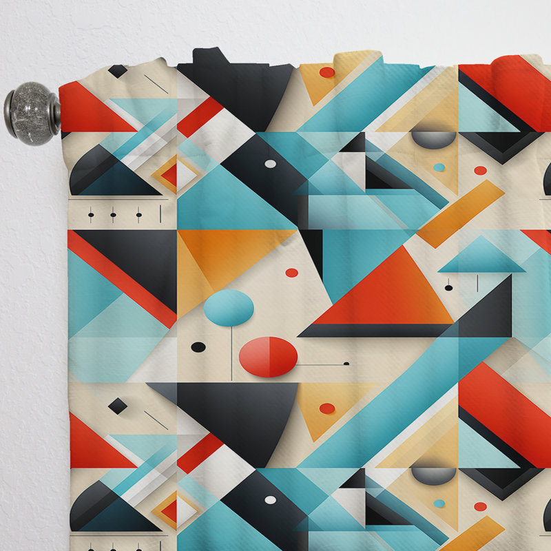 Motif géométrique triangulaire Revival - rideau obscurcissant géométrique abstrait - 1 panneau, L 52 po x L 120 po