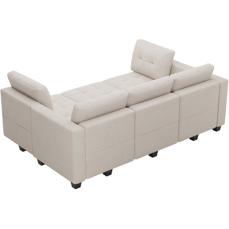 Canapé modulaire rembourré 7 pièces Soneson, Velours beige