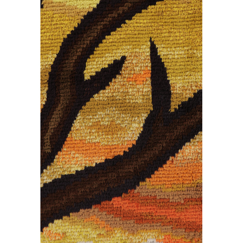 Vintage Swedish Rya Rug, Tree And Landscape In Sunset Palette – Rug & Kilim