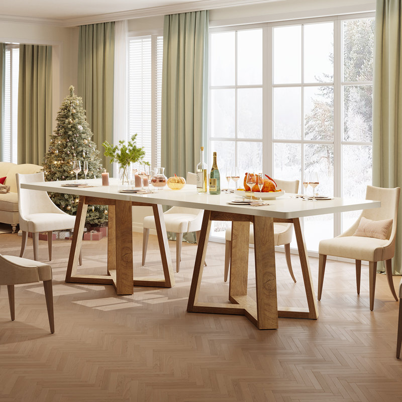 47" Rectangle Dining Table With Crossed Base (2 Pcs)