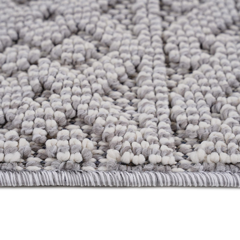 Collection Geometric Indoor/Outdoor Area Rug, Runner 2'2" x 8', White