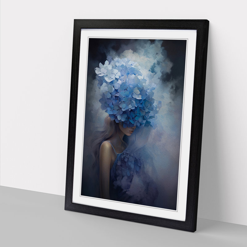 Hydrangea Conceptual - Framed Print, Black , 34cm H x 25cm W x 2cm D