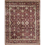 Silver Screen Hand Knotted Wool Area Rug in Red/Ivory