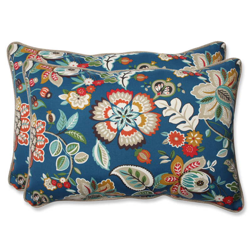 Telfair Peacock Indoor/Outdoor Lumbar Pillow, 16.5" H x 24.5" W