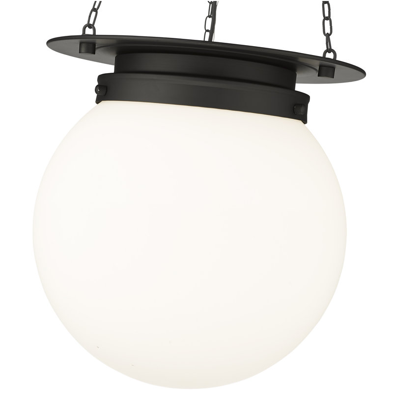 Luminaire suspendu unique à 1 lumière Zella, Blanc, H 86,75 po x l 13 po x P 13 po, Noir mat