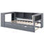 Lit plateforme simple avec rangement en bois et lit gigogne, station de charge et tête de lit tapissier-2129624553-2129624552