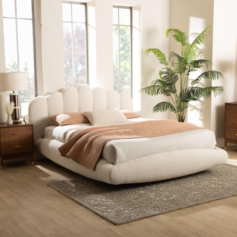 Lit flottant très grand en tissu crème moderne Baxton Studio Grenier, Grand