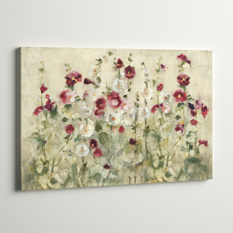 «Hollyhocks Row Cool» - Imprimé, Papier encadré noir, H 24 po x l 32 po x P 1 po