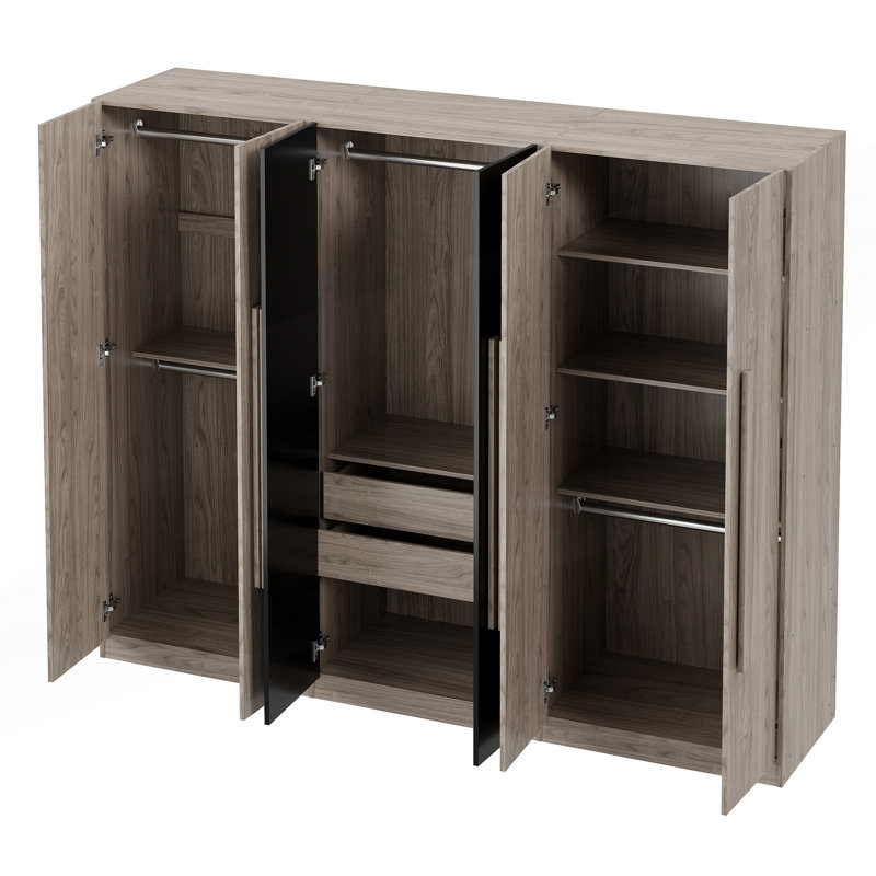 Rangement pour garde-robe à 6 portes avec 2 tiroirs à l'intérieur