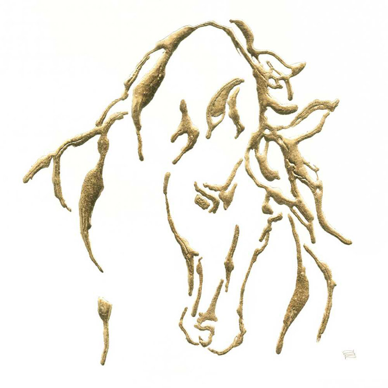 Étalon doré sur fond blanc, H 20 po x l 20 po x P 1,25 po