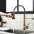 Single Lever Black And Gold Kitchen Sink Faucet With Pull Down - Brass Material, Spot Coating, Simple Installation Process In Construction For Durability, Smooth Water Spray Experience, Easy Guidance