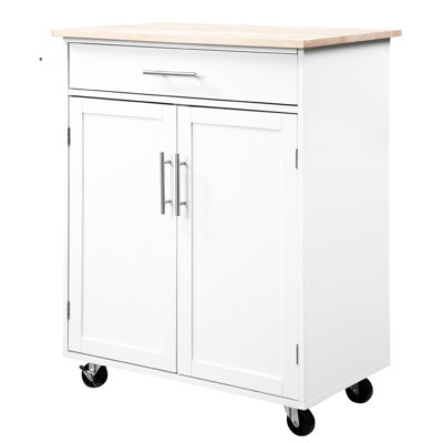 Kitchen Island Cart , White - With Drawer, Cabinet & Towel Rack For Abundant And Storage Generous Arrangement