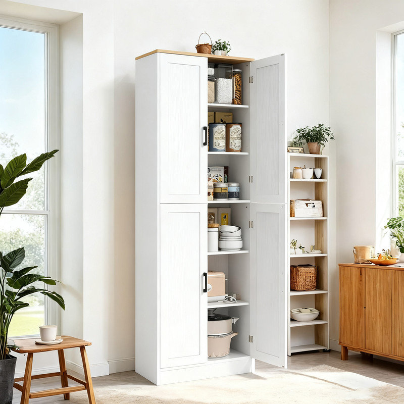 Rangement de cuisine 67 po avec 4 portes et 4 tablettes réglables