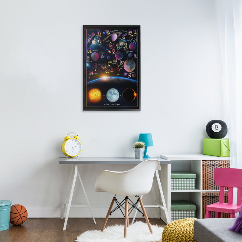Alphabet éducatif, giclée encadrée, design par Ali Chris, H 24 po x l 16 po, Giclée encadrée noir minuit