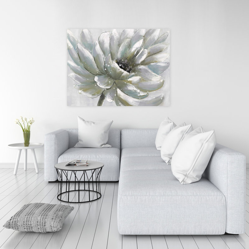 Chrysanthème blanc - Toile contemporaine pour décoration de salon