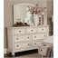Commode 7 tiroirs à finition blanche antique avec plateau à bijoux caché, design traditionnel pour les chambres classiques-573360200