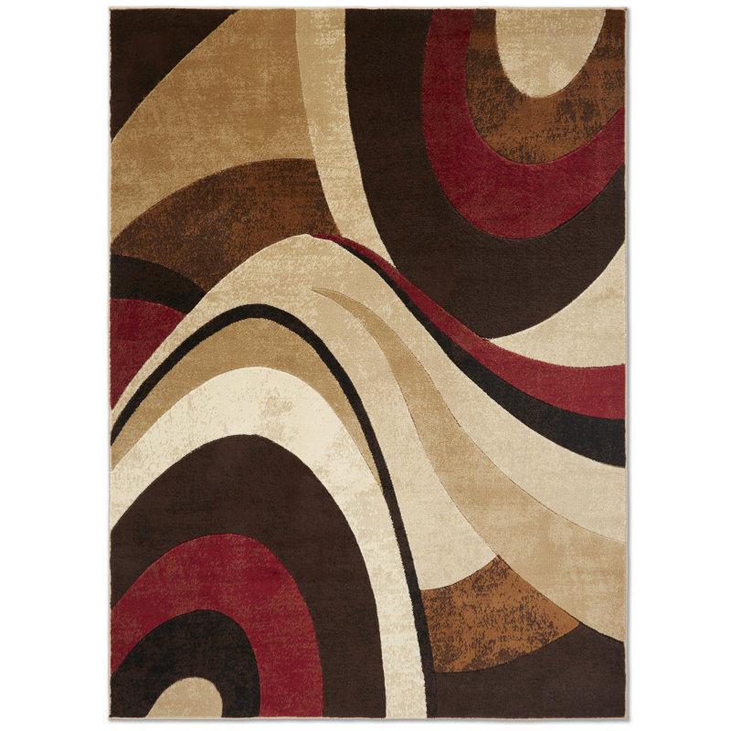 Rubith Abstract Brown/Beige Area Rugs, Rectangle 1'6.9" x 2'8"