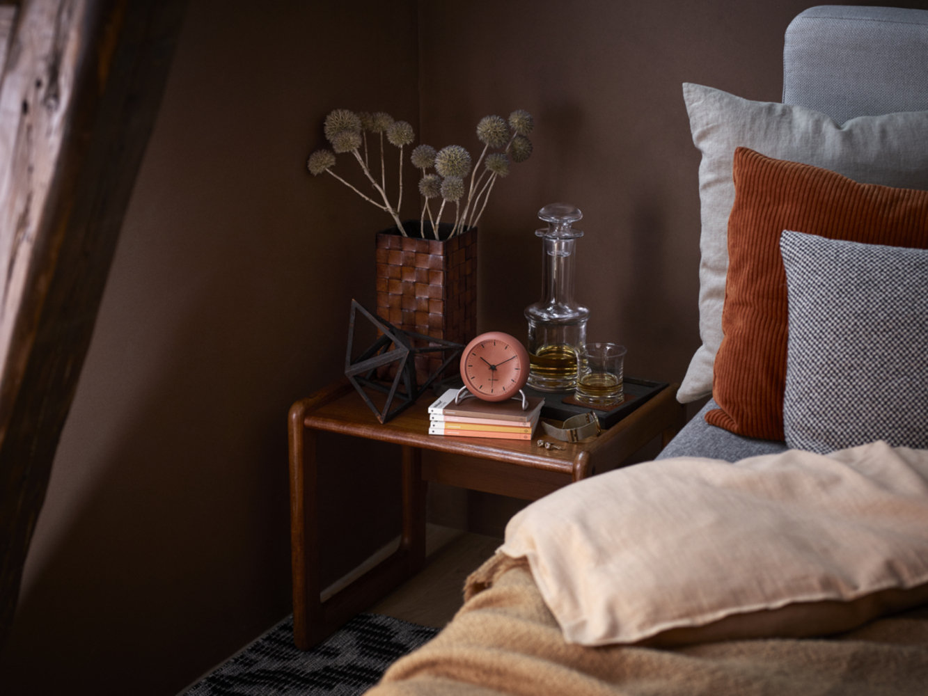 City Hall Electric Alarm Clock, Pale Orange/Silver