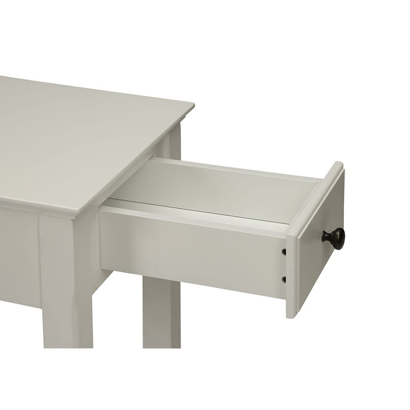Plateau rectangulaire en bois avec un tiroir, blanc, Blanc