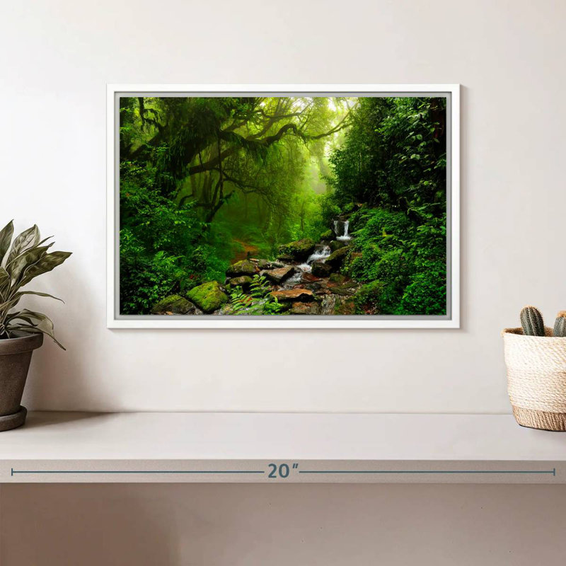 Forest Stream, 13" X 9", Floating Frame White