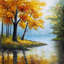 «Blue Trees», toile encadrée «Trees by the Lake»