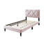 Lit double, revêtement en velours rose, tête de lit de style contemporain, velours pour chambre d'enfant, tête de lit réglable, mobilier élégant-121107111-121107112