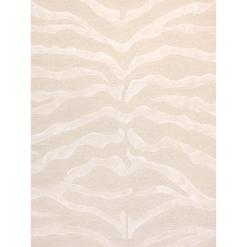Tapis ivoire / ivoire touffeté à la main à imprimé animal, Rectangle 7 pi 9 po x 9 pi 9 po