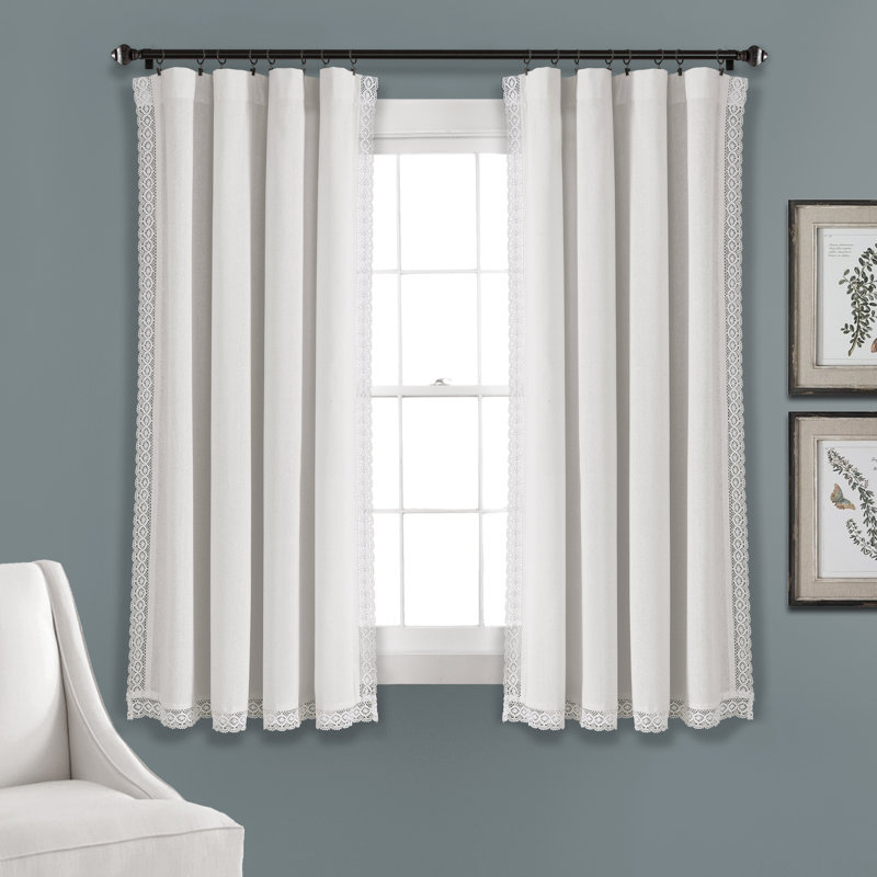Rosalie Semi Sheer Curtain Pair, Blue, 54"W x 63"L