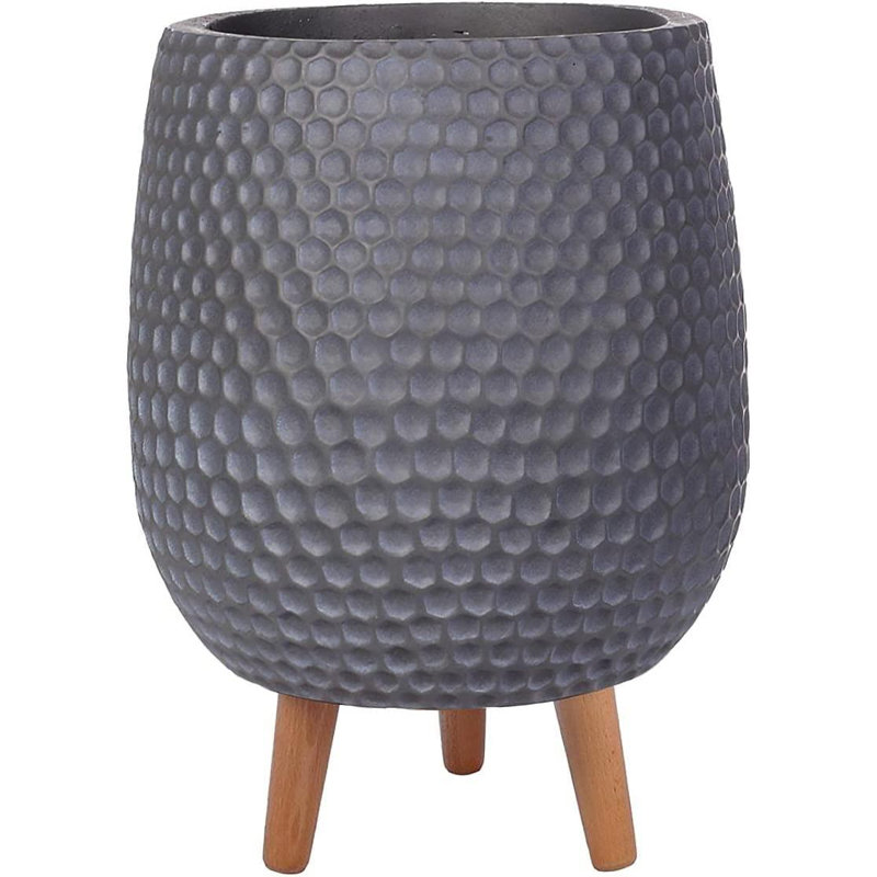 Honeycomb Style Egg Planter with Feet, Dark Grey, 43cm H x 30cm W x 30cm D