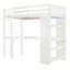 White Wooden Loft Bed 3FT with LED, Charging Ports, Storage Shelves & Study Space
