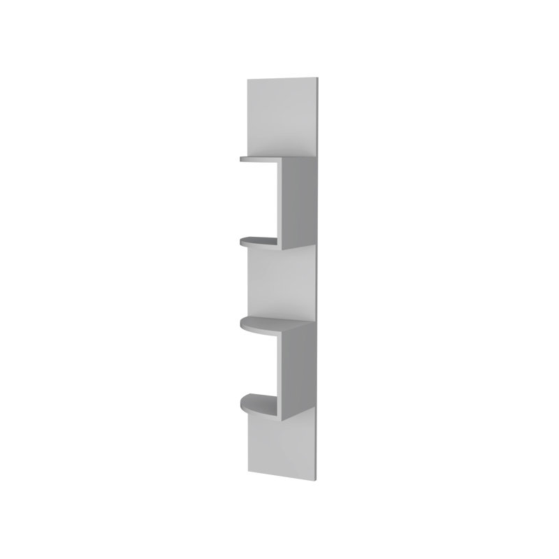 Tablette flottante blanche moderne avec 4 tablettes horizontales pour la chambre à coucher à 4 tablettes, Blanc
