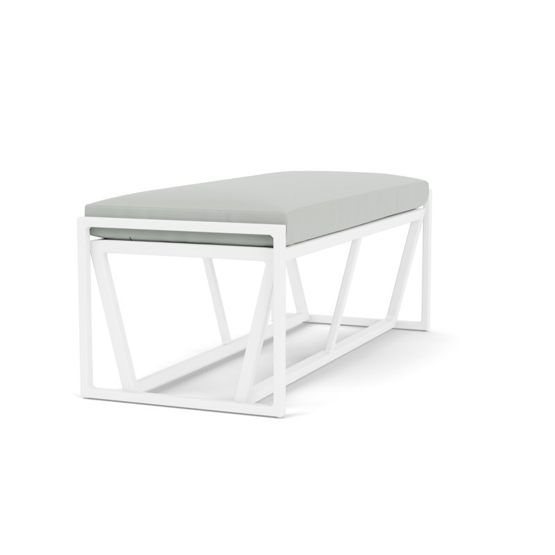 Summit Outdoor Dining Bench, Matte White, Callen Celadon