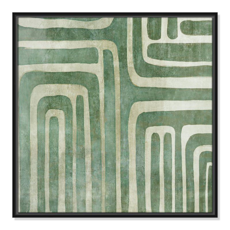 «Whimsical Green I Print» par Emma Peal, H 25,5 po x l 25,5 po x P 2 po, Cadre flottant noir