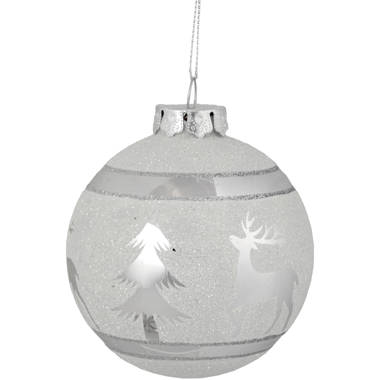 Whitehurst 6ct Clear Frost Glass Ball Christmas Ornaments 4 (100mm)
