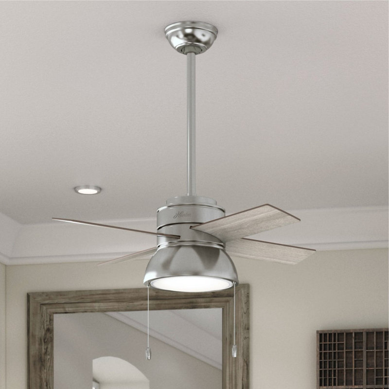 36" Loki 4 - Blade Standard Ceiling Fan with Light Kit Included, Matte Silver