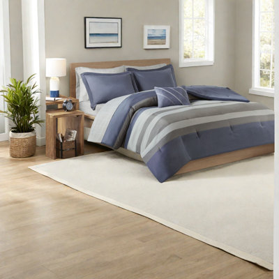Certified Queen Polyester Bedding Sets, Modern Striped Comfort For Home