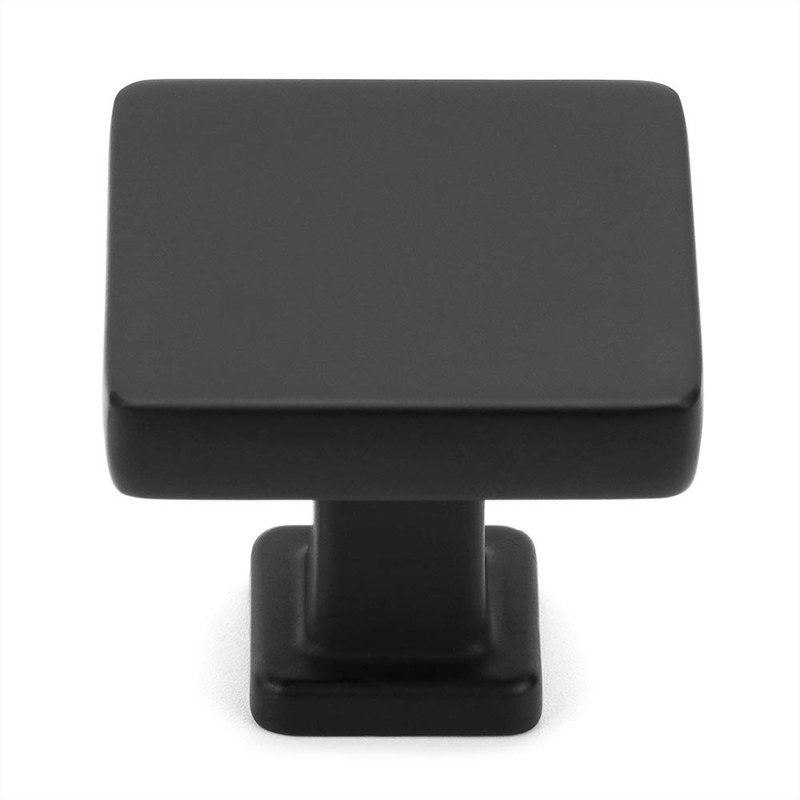 Paquet de 10 boutons d'armoire noirs Poignées de tiroir noires mates K08 Poignées carrées à un trou pour armoires à tiroirs