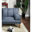 Polyfibre bleu marine dans le salon: pieds en bois massif, contreplaqué, dossier rembourré Mobilier pour la maison: coussin, confortable-554896587