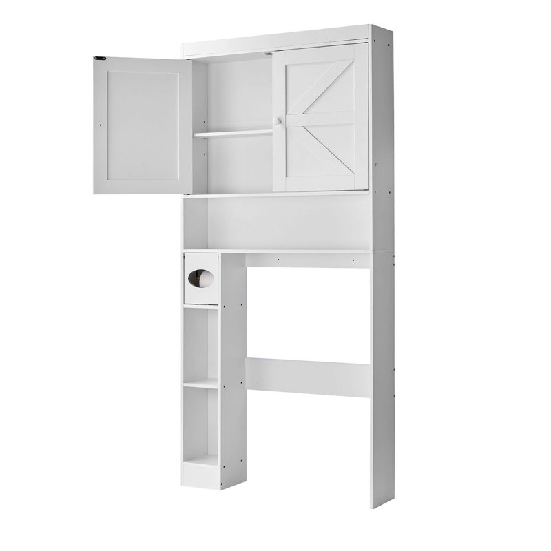 Armoire de rangement au-dessus de la toilette pour salle de bain avec tablette réglable blanche H 67,4 po