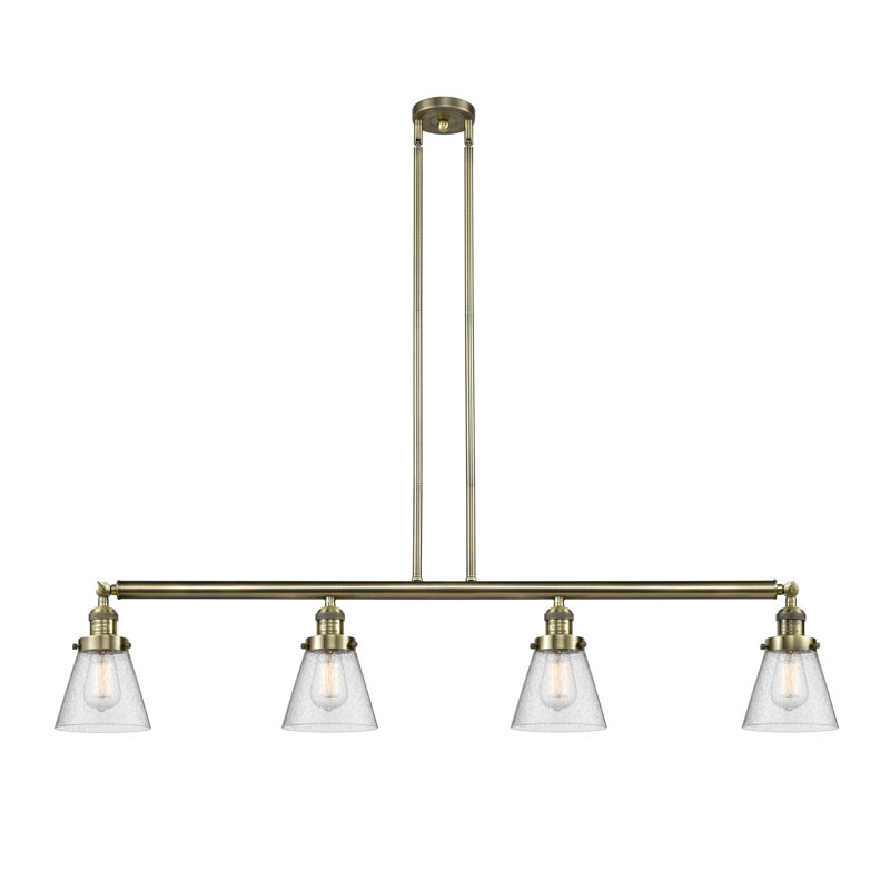 Luminaire suspendu linéaire à 4 lumières pour îlot de cuisine Lemieux, Grainé, H 10 po x l 50,88 po x P 6,25 po