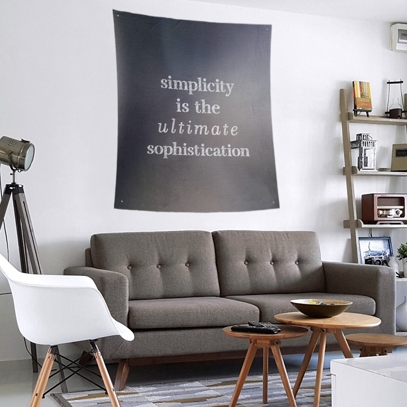 Tapisserie à citation simple et sophistiquée en polyester, H 60 po x l 51 po, Gris