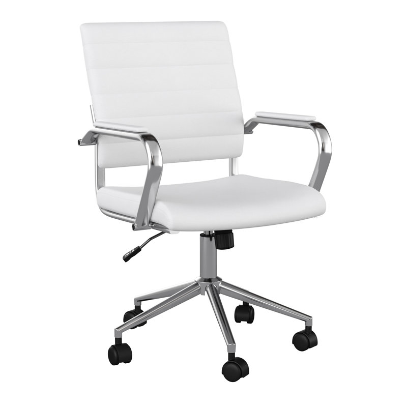 Fauteuil de bureau pivotant avec accoudoirs Martha, Blanc