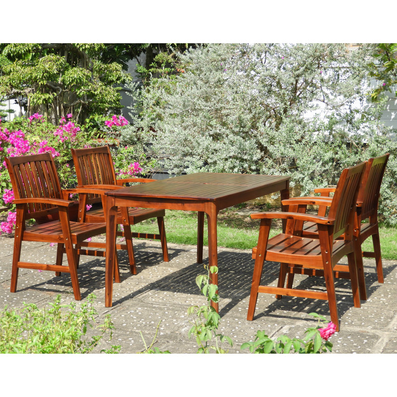 Enright 4 - Person Acacia Wood Patio Dining Set with Rectangular Table
