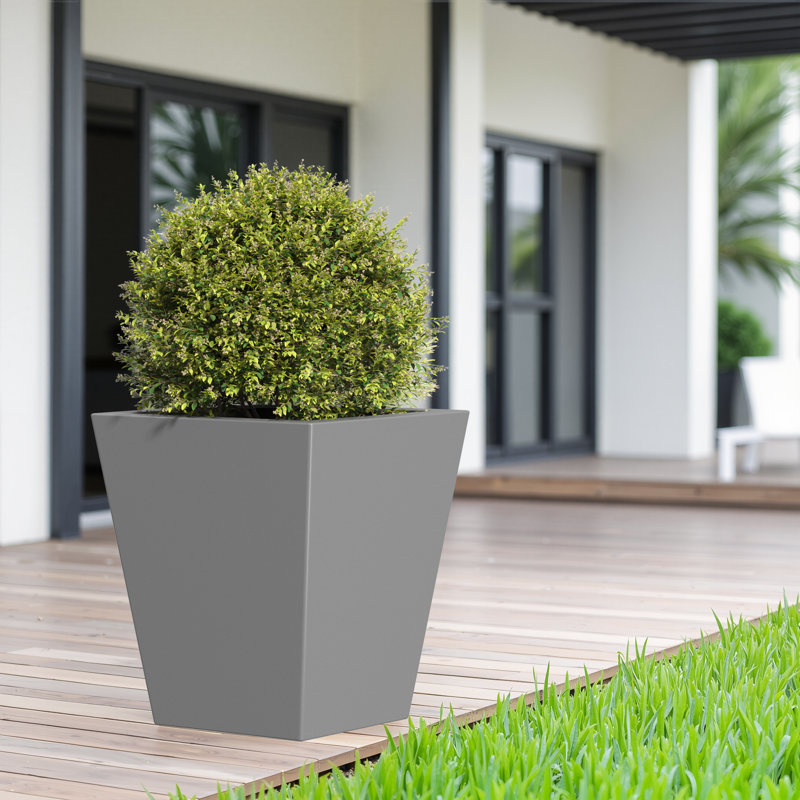 Outdoor/Indoor Metal Pot Planter Planter Box Raised Garden Bed Cachepots Nursery Pots for Front Porch Patio, Gray, 1